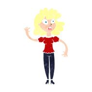 cartoon worried woman waving N21