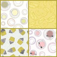 Perfect collection of 4 seamless patterns withcups and deserts m