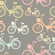 Perfect seamless pattern with colored cartoon urban bicycles