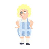 cartoon woman in kitchen apron N11