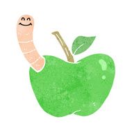 Cartoon Apple With Worm N67