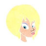 cartoon pretty female face pouting N12