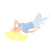 cartoon woman lying on floor N21