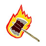 cartoon flaming axe N12