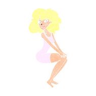 cartoon sitting woman in dress N12