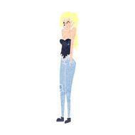 cartoon pretty woman shrugging shoulders N12