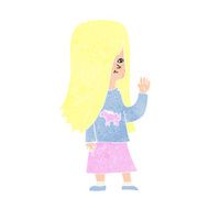 cartoon girl with pony shirt waving N12