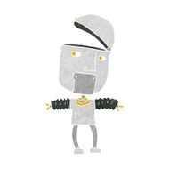 funny cartoon robot with open head N12