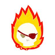 cartoon burning skull N16