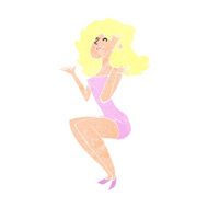 cartoon attractive woman sitting N12