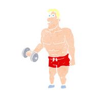 Cartoon Man Lifting Weights N25