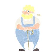 cartoon farmer leaning on walking stick N12