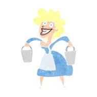 cartoon milkmaid carrying buckets N12