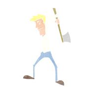 cartoon man swinging axe N12