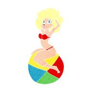 Cartoon Pin Up Girl Sitting On Ball N12