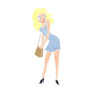 cartoon woman looking in handbag N10