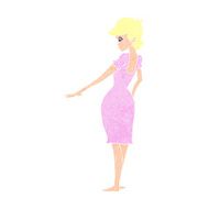 cartoon pretty woman looking at nails N10