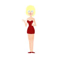 cartoon confused woman in cocktail dress N12