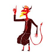 cartoon devil in shirt and tie N6
