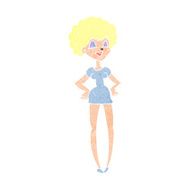 cartoon happy woman with hands on hips N21