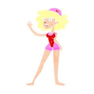 cartoon swimmer woman N11