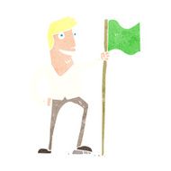 cartoon man planting flag N10