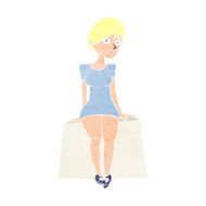 cartoon curious woman sitting N12