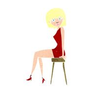cartoon woman sitting on stool N23