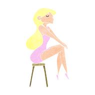 cartoon woman sitting on stool N24