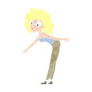 cartoon woman reaching to pick something up N12