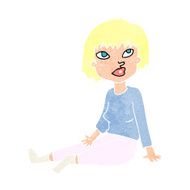 cartoon woman sitting on floor N11