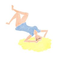 cartoon woman lying on floor N22
