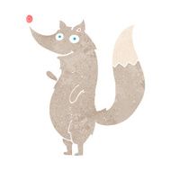 cartoon waving wolf N18