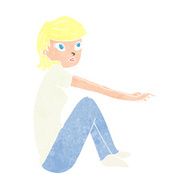cartoon pretty girl sitting N11