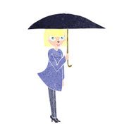 cartoon woman with umbrella N14