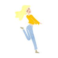 cartoon happy girl kicking out leg N11