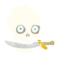 cartoon pirate skull with knife in teeth N11