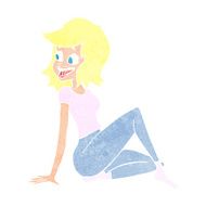 cartoon pretty woman looking happy N11