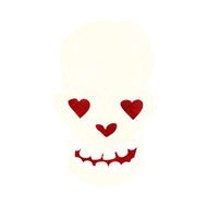 cartoon skull with love heart eyes N7