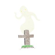 cartoon ghost rising from grave N47