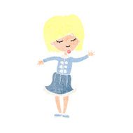 cartoon waving woman N156
