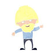 cartoon happy bearded man waving N11