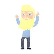 cartoon bearded man waving arms N10