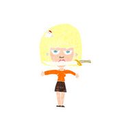cartoon woman with knife between teeth N45