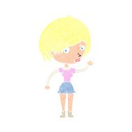 cartoon waving woman N157