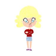 cartoon happy woman with folded arms N22