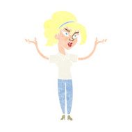 cartoon woman raising hands in air N21