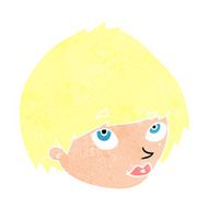 cartoon female face looking up N11