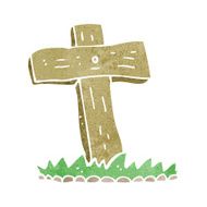 cartoon wooden cross grave N33