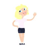 Cartoon Woman Waving N385